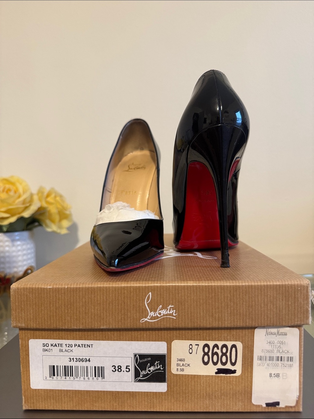 Christian Louboutin So Kate 120 Patent Black Pumps